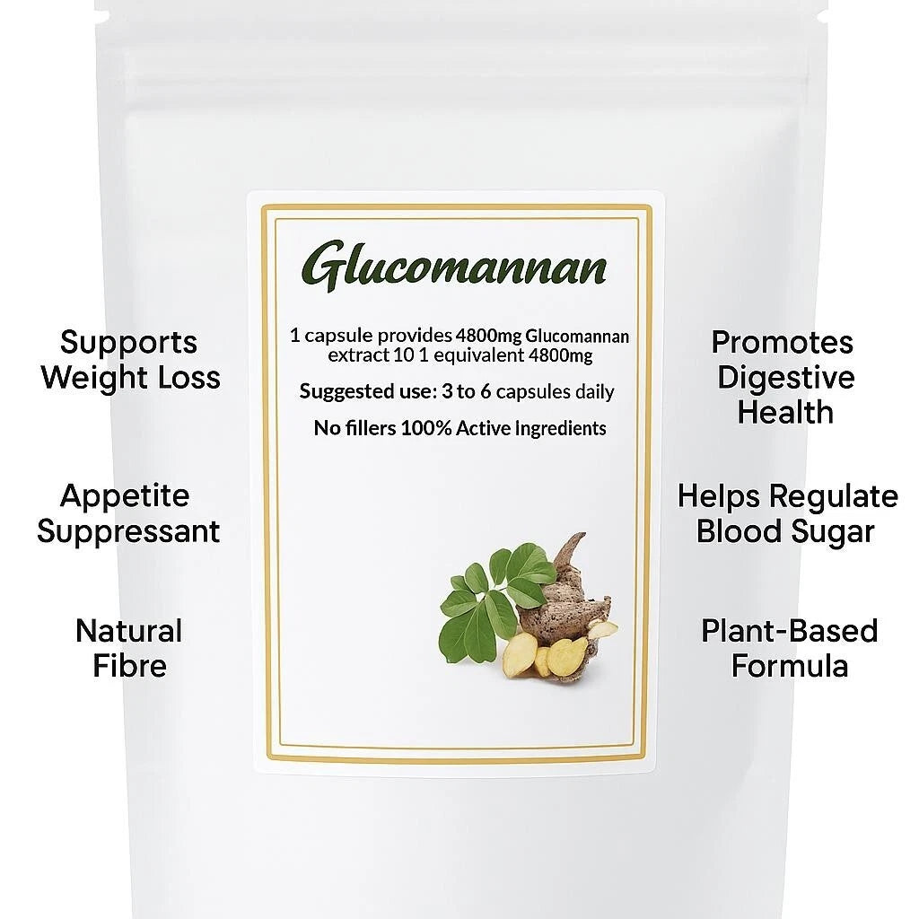 Glucomannan 4800mg Capsules Weight Loss Fibre Appetite Suppressant Konjac Root